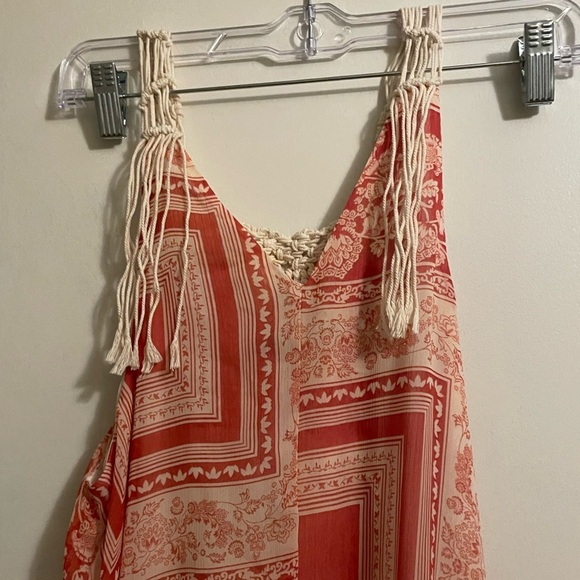 Zara Printed Crochet Fringe Boho Maxi Dress Size Extra Small - Picture 11 of 15